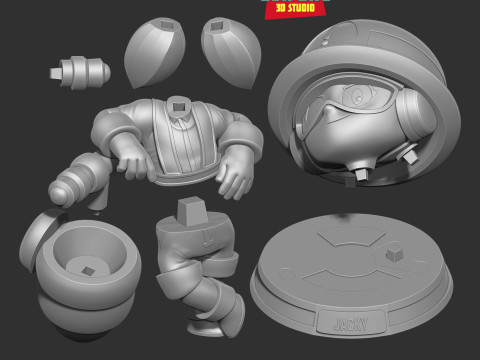 Jacky - Fanart Bintang Brawl Model Cetak 3D