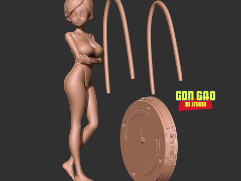 Madam Bulma in einem blauen Bikini 3D Druckmodell