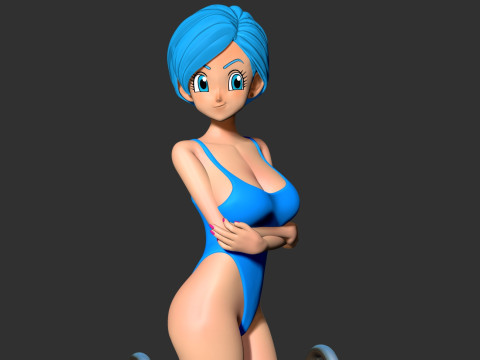 Madam Bulma in einem blauen Bikini 3D Druckmodell