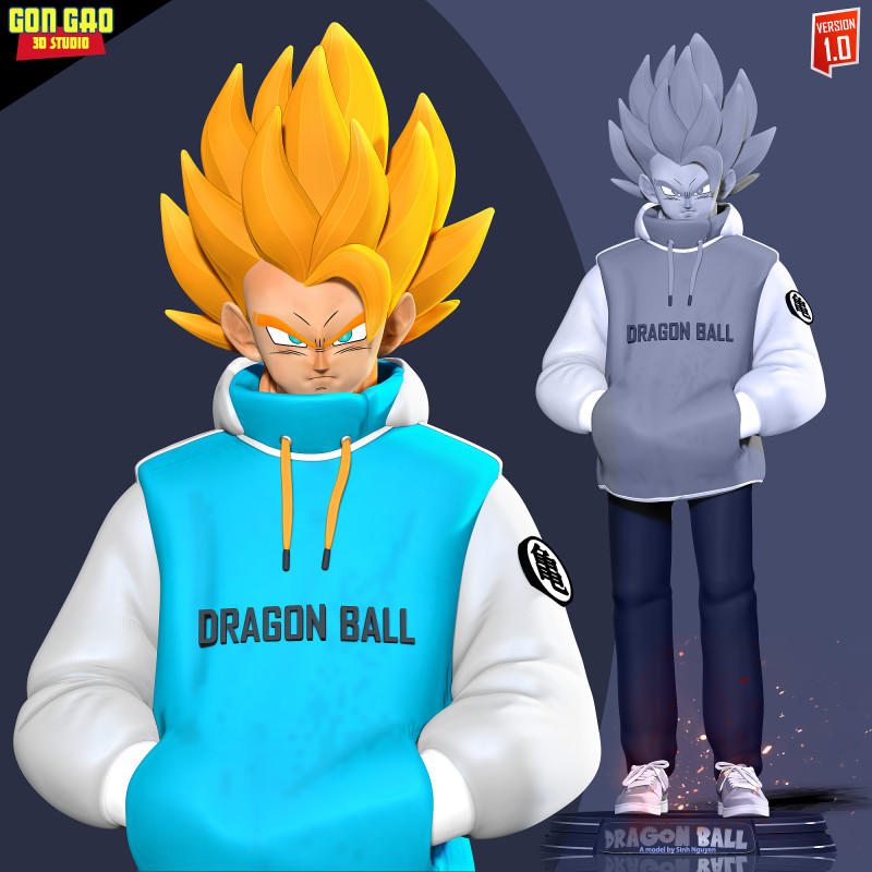 Gogeta-hoodie - Dragon Ball Super 3D printmodel .c4d .max .obj .3ds .fbx .stl .blend