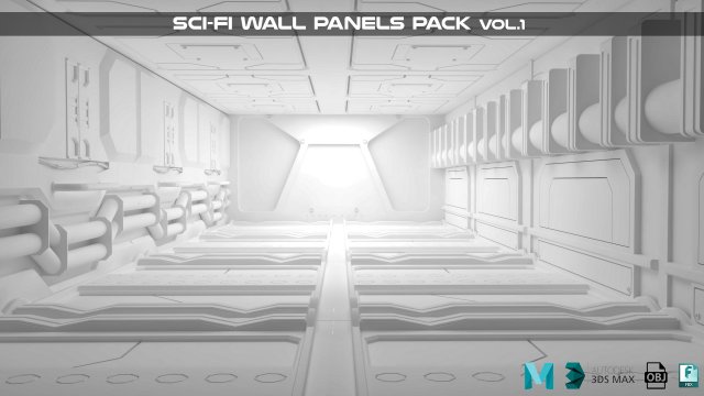 scifi wall panels vol 1 3Dモデル .c4d .max .obj .3ds .fbx .stl .blend 