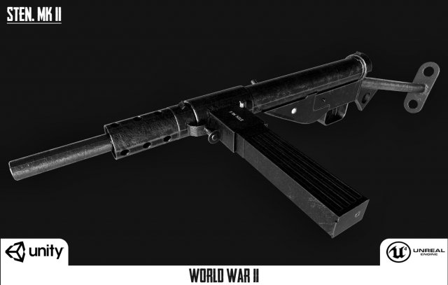 sten mk ii 3D Model .c4d .max .obj .3ds .fbx .stl .blend 