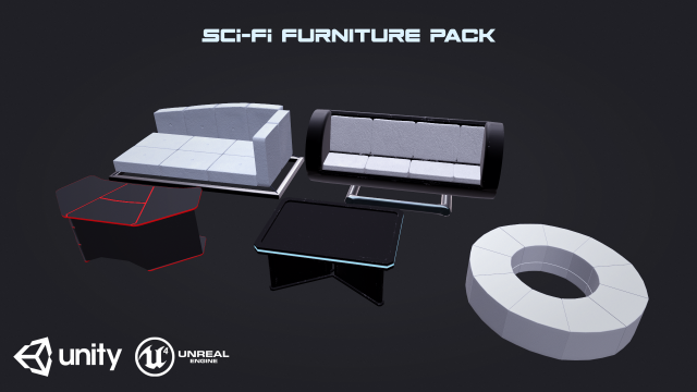scifi furniture pack 3D Model .c4d .max .obj .3ds .fbx .stl .blend 