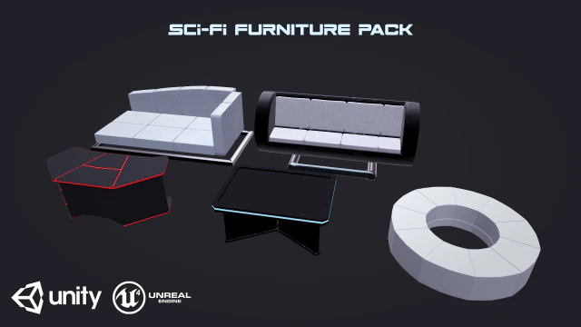 scifi furniture pack 3D Model .c4d .max .obj .3ds .fbx .stl .blend 