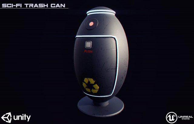 scifi trash can Modèle 3D .c4d .max .obj .3ds .fbx .stl .blend 