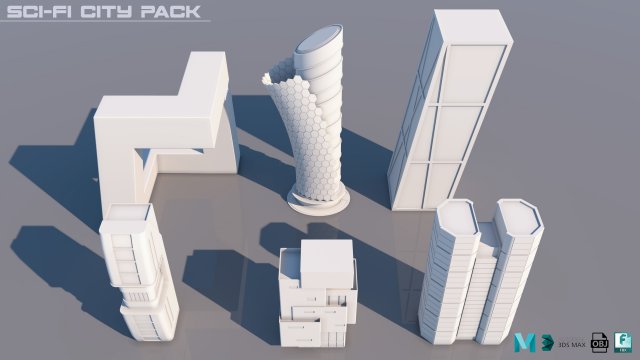 scifi city pack 3Dモデル .c4d .max .obj .3ds .fbx .stl .blend 
