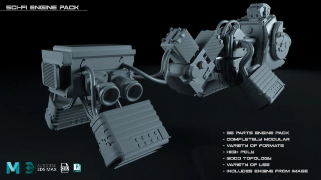 scifi engine pack 3D Model .c4d .max .obj .3ds .fbx .stl .blend 