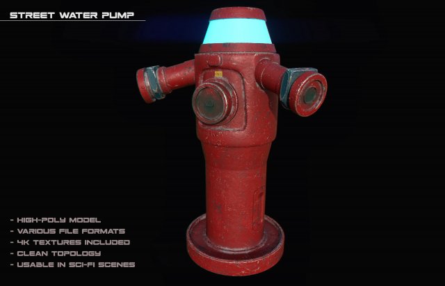 scifi water pump 3D Model .c4d .max .obj .3ds .fbx .stl .blend 
