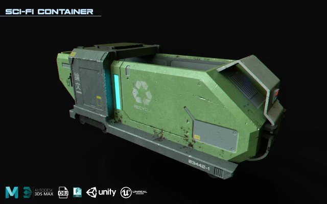 scifi container 3D Model .c4d .max .obj .3ds .fbx .stl .blend