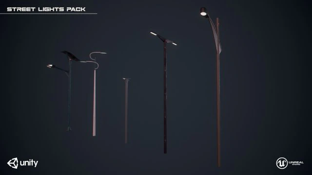 futuristic street light 3D Model .c4d .max .obj .3ds .fbx .stl .blend 