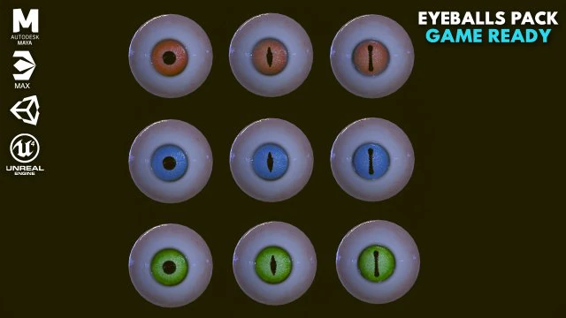Eyeballs pack 3D Model .c4d .max .obj .3ds .fbx .stl .blend 