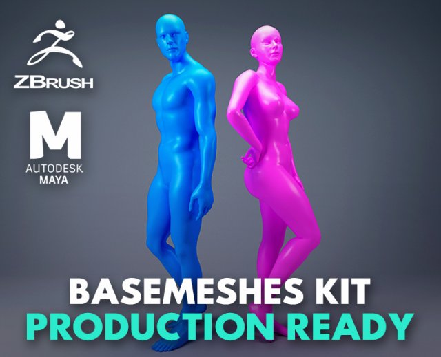 Character Basemesh Kit 3D Model .c4d .max .obj .3ds .fbx .stl .blend 