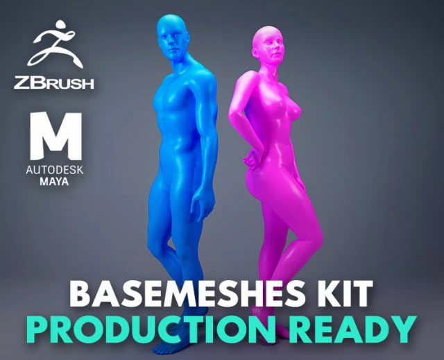 Kit de malha base de personagem Modelo 3D .c4d .max .obj .3ds .fbx .stl .blend 