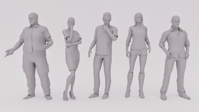 Casual People 3D Pack Vol1 3D 模型 .c4d .max .obj .3ds .fbx .stl .blend 