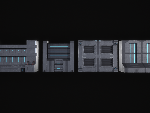 Sci-Fi Modular Wall Panels Pack 3Dモデル