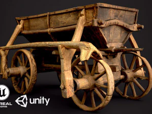 vecchio carretto di legno Modello 3D