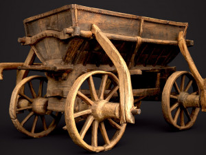old wooden cart 3D Model
