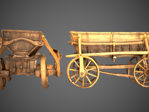 old wooden cart 3D Model
