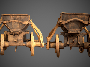 old wooden cart 3D Model