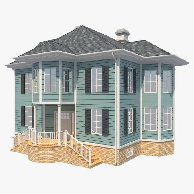 family house9 3D Model .c4d .max .obj .3ds .fbx .stl .blend