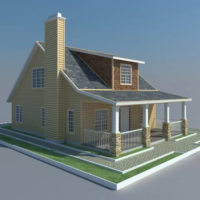 bungalow house 3D Model .c4d .max .obj .3ds .fbx .stl .blend