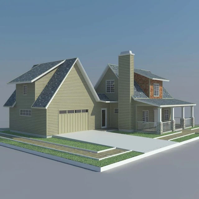 country house 3D Model .c4d .max .obj .3ds .fbx .stl .blend 