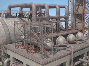 industrial oil refinery 06 3D Model