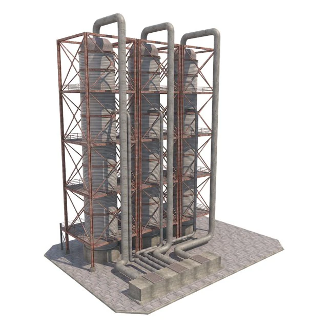 industrial silo 6 3D Model .c4d .max .obj .3ds .fbx .stl .blend