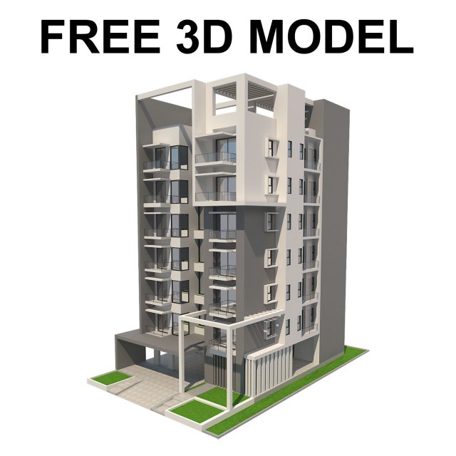 apartment building 1 3D 模型 .c4d .max .obj .3ds .fbx .stl .blend 