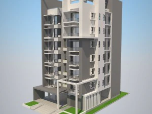 マンション1 3Dモデル