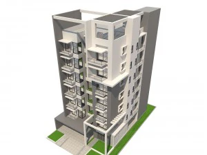 マンション1 3Dモデル