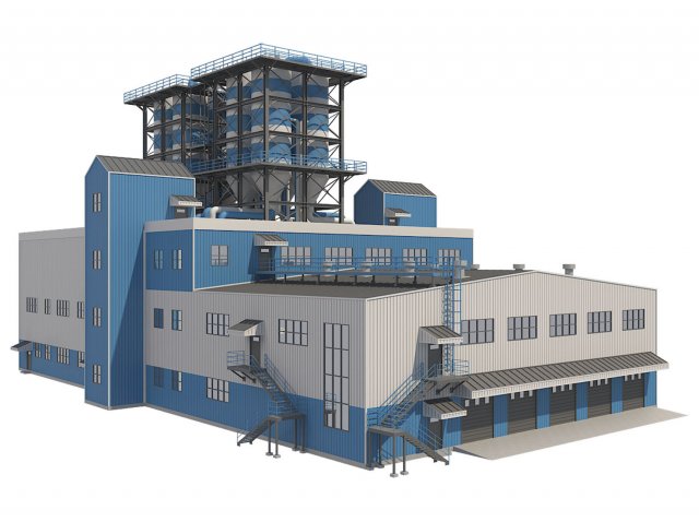 industrial building 2 3D Модель .c4d .max .obj .3ds .fbx .stl .blend 