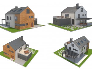 modern house set 1 3D Model