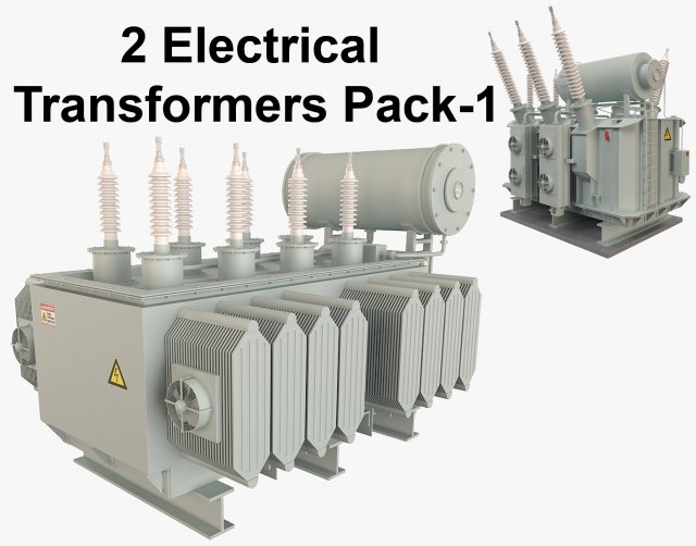 2 electrical transformers pack1 3D Model .c4d .max .obj .3ds .fbx .stl .blend 