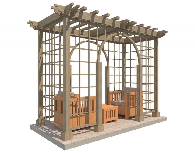 pergola 14 3D Model .c4d .max .obj .3ds .fbx .stl .blend 
