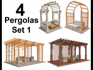 4 pergolas set 1 3D Model