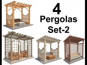 4 pergolas set 2 3D Model