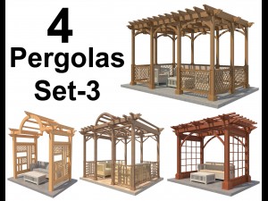 4 pergolas set 3 3D मॉडल
