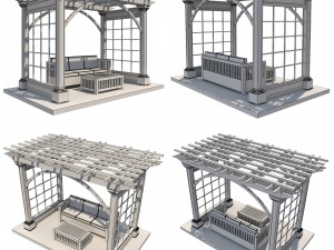 4 pergolas set 3 3D मॉडल