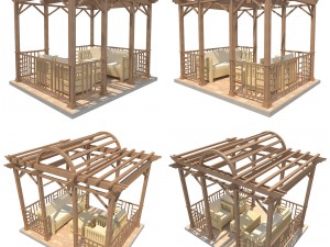4 pergolas set 3 3D मॉडल