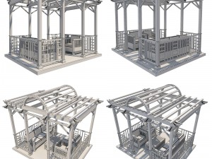 4 pergolas set 3 3D मॉडल