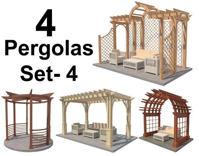 4 pergolas set 4 3D-Modell .c4d .max .obj .3ds .fbx .stl .blend 
