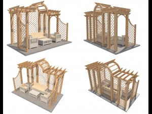8 pergolas set 1 3D Model