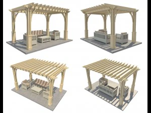 8 pergolas set 2 3D Model