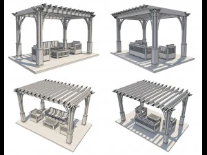 8 pergolas set 2 3D Model