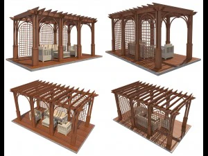 8 pergolas set 2 3D Model