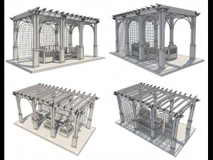 8 pergolas set 2 3D Model