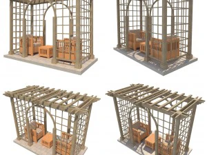 8 pergolas set 2 3D Model