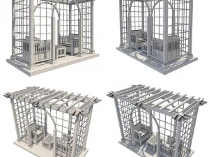 8 pergolas set 2 3D Model