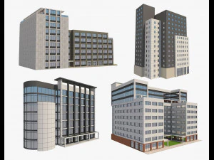 4 edificios set1 Modelo 3D